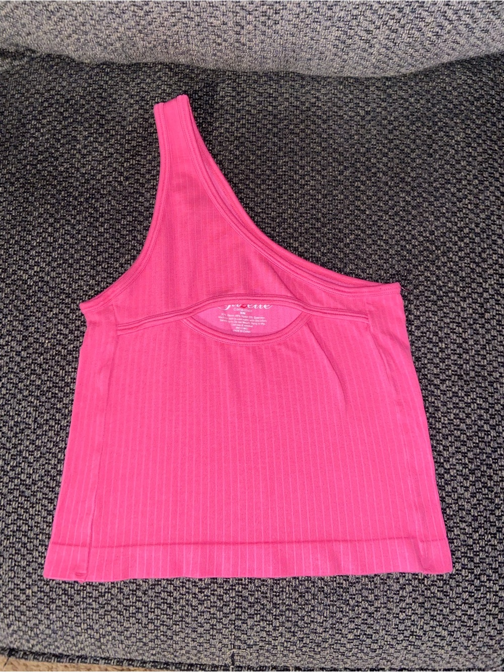 Suzette Collection One-Shoulder Ribbed Tank Top - Hot Pink